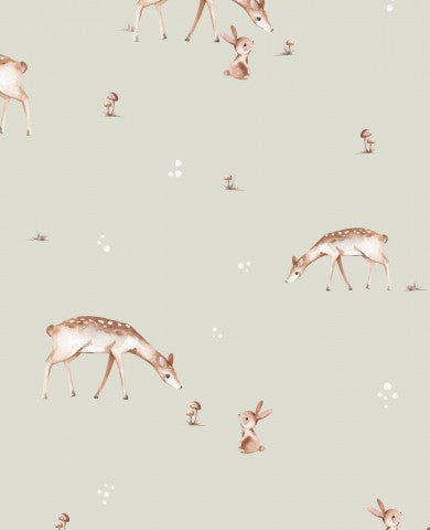 Waterproof fabric with a pattern of deer and rabbits