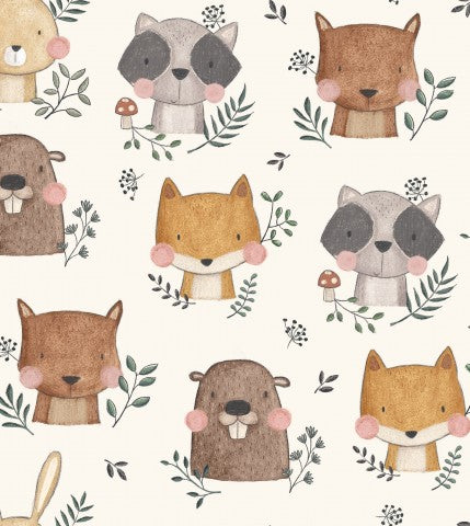 Rib Jersey cute forest animals