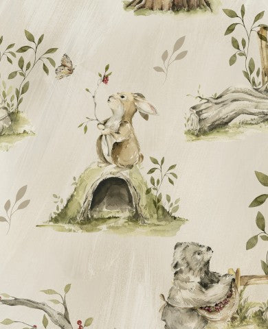Waterproof fabric wallpaper with animals and butterflies