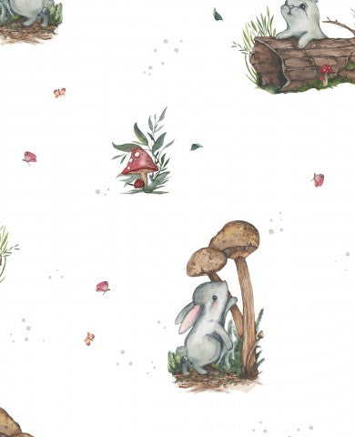 Tissu imperméable lapin et champignons