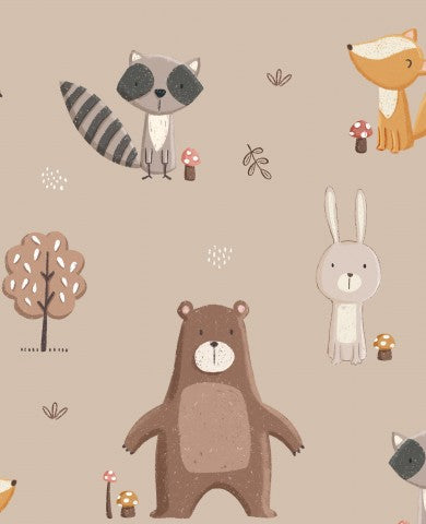 Waterproof fabric with a vector of forest animals