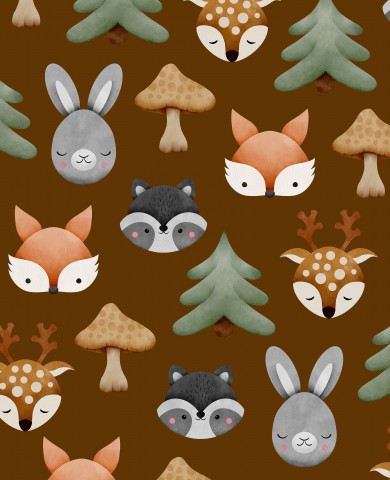 Rib Jersey forest animals and trees