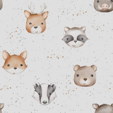 Canvas Baumwolle Waldtiere Kopf Grau: Natur inspirierte Stoffe für alle Projektionsideen - Baumwoll-Blended Canvas in grauem Farbton, passend für Wildtier-Illu