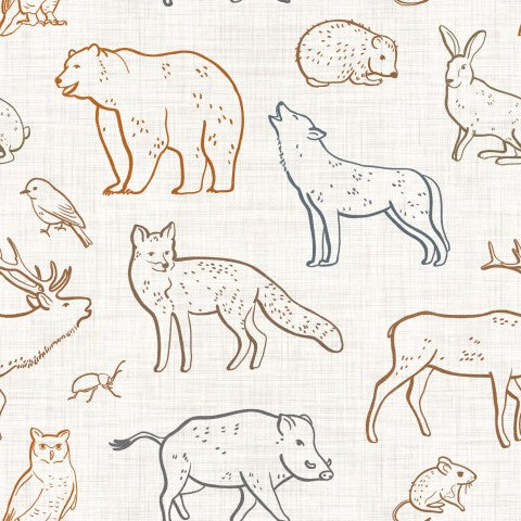 Satin de coton motif animaux sauvages