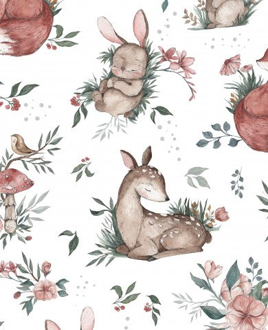 Waterproof fabric forest animals and flowers
