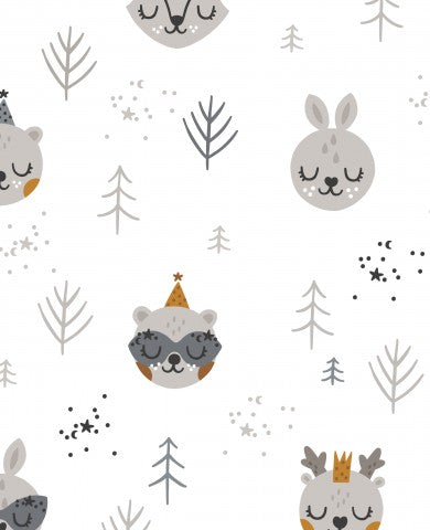 Animali e alberi carini in mussola