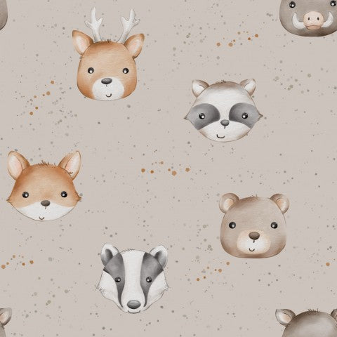 Motivo in mussola di animali della foresta