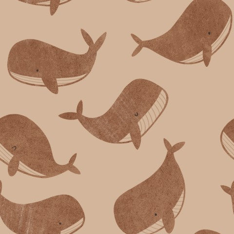 SoftShell a brown and white pattern with whales on it