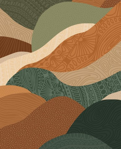 Wasserdichter Stoff eine abstrakte Illustration einer Bergkette in Braun und Grün