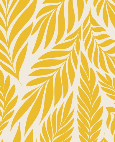 French Terry a yellow and white wallpaper with palm leaves