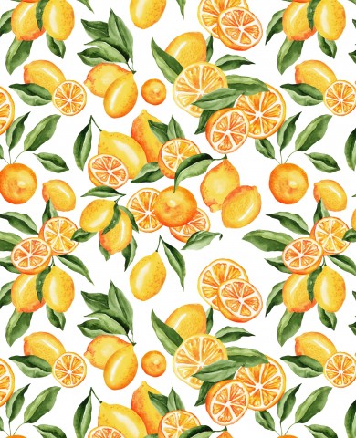Satin cotton oranges and lemons