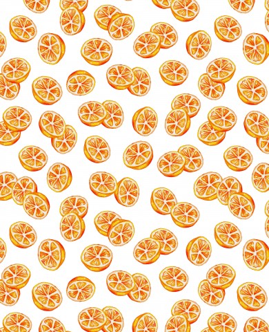 Satijnen katoenen sinaasappelschijfjes op een witte achtergrond