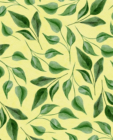 Wasserdichter Stoff grünen Blättern auf gelbem Hintergrund