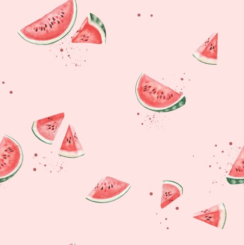 Satin cotton watermelon slices on a pink background