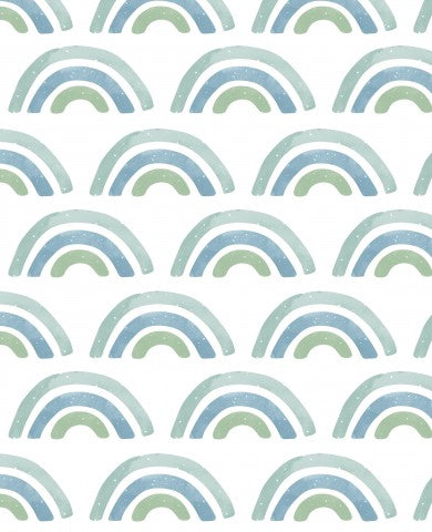 Waterproof fabric blue and green rainbows