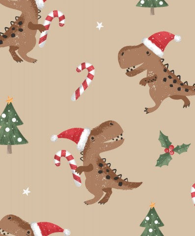 Jersey de un T-Rex navideño con bastones de caramelo