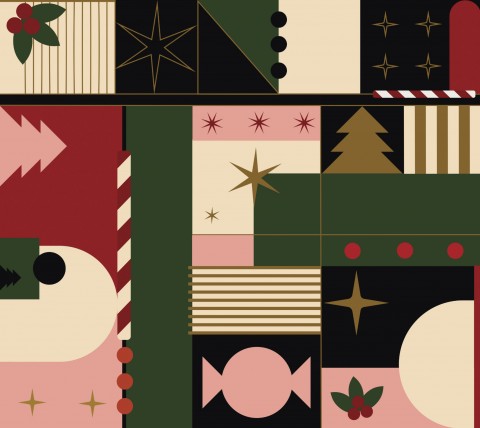Motif abstrait en jersey avec décorations de Noël