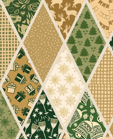 Rib Jersey Christmas pattern in green and brown tones