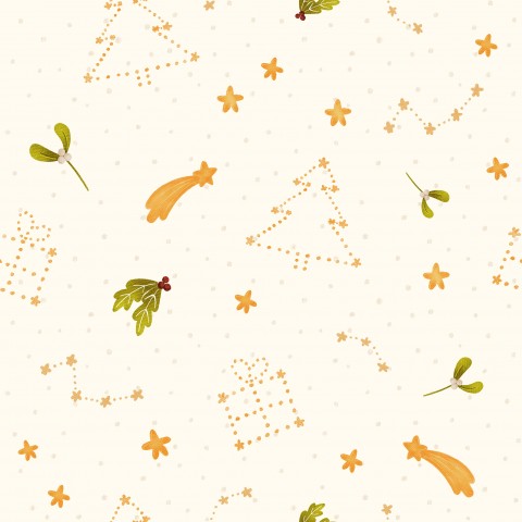 Waterproof fabric Christmas trees and stars on a white background