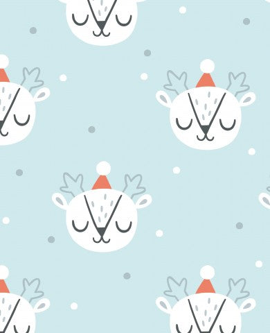 French Terry Christmas pattern with cute reindeer