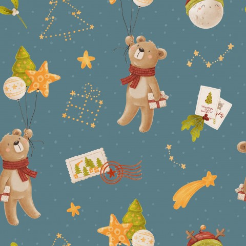 Jersey Teddybären und Weihnachtsdekorationen