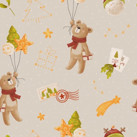 Ositos de peluche de algodón satinado y adornos navideños