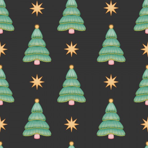 French Terry Christmas trees on a black background