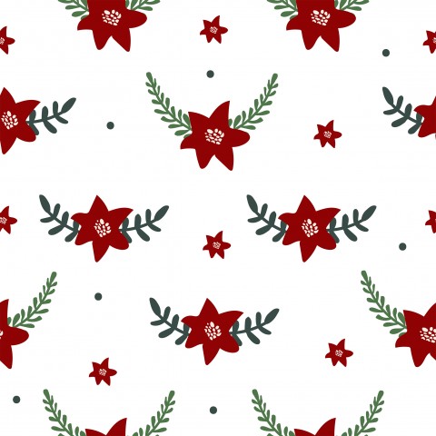 Panama Christmas pattern with poinsettia flowers and leaves