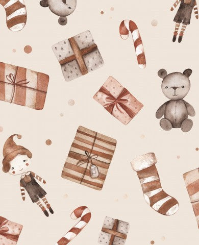 SoftShell Christmas pattern with teddy bears, gifts and candy canes