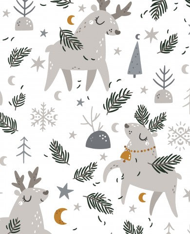 SoftShell Christmas pattern with reindeer and fir trees
