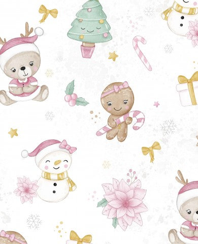 Rib Jersey Aquarell-Weihnachtsmuster