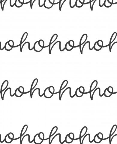 Satin cotton a black and white pattern with the word “Hohoho” written on it