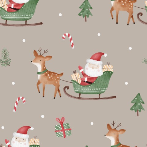 Papá Noel y renos en trineo de punto acanalado