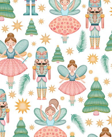 Muslin nutcrackers and Christmas trees