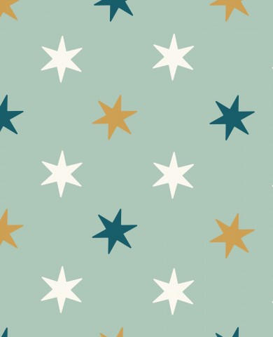 Waterproof fabric stars on a green background