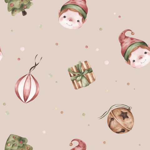 Rib Jersey Watercolor Christmas Pattern