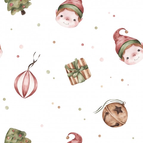 Waterproof fabric with a watercolor Christmas elf