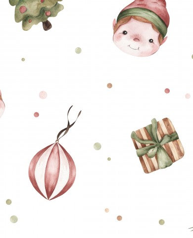 Waterproof fabric with a watercolor Christmas elf