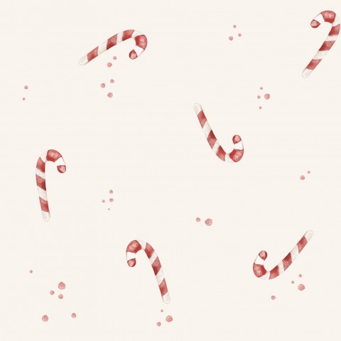 Satin cotton Christmas candy canes on a beige background