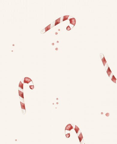 Waterproof fabric watercolor candy canes on white background