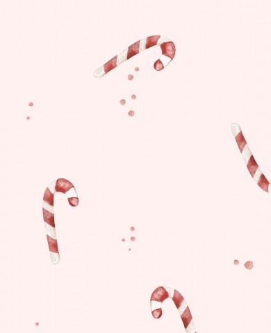 Waterproof fabric watercolor candy canes on a pink background