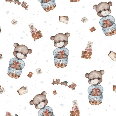 French Terry teddy bears on a white background