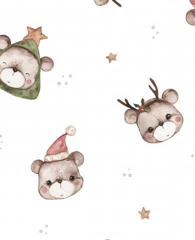 Rib Jersey Watercolor Teddy Bears