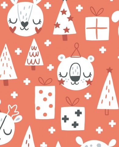 Satin cotton cute animals and Christmas trees