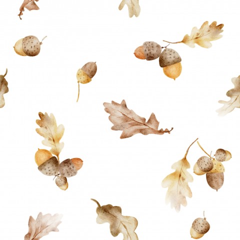 Satin Cotton Acorns and Leaves