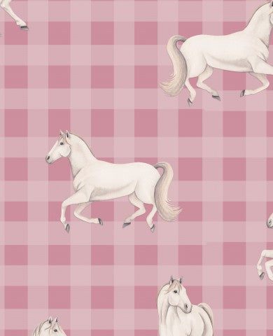 Jersey pink and white horses on a checkered background