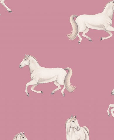 SoftShell un motivo di cavalli bianchi su uno sfondo rosa