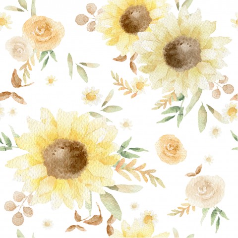 SoftShell ein Aquarellmuster mit Sonnenblumen und Blättern