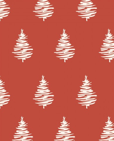 Waterproof fabric with a Christmas tree pattern on a red background