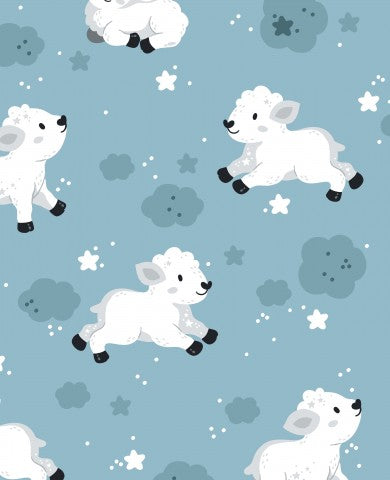 Tissu imperméable moutons et nuages